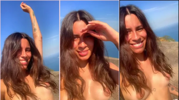 Na praia pública, a Fernanda Mota decidiu tirar a roupa