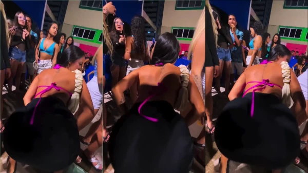 Gaby dançando sensualmente no vídeo picante com as amigas