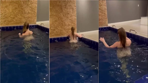 Vídeo da Fabi Schmengler se bronzeando na piscina, totalmente à vontade!