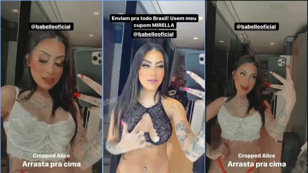 Vídeo da MC Mirella experimentando várias peças de calcinha